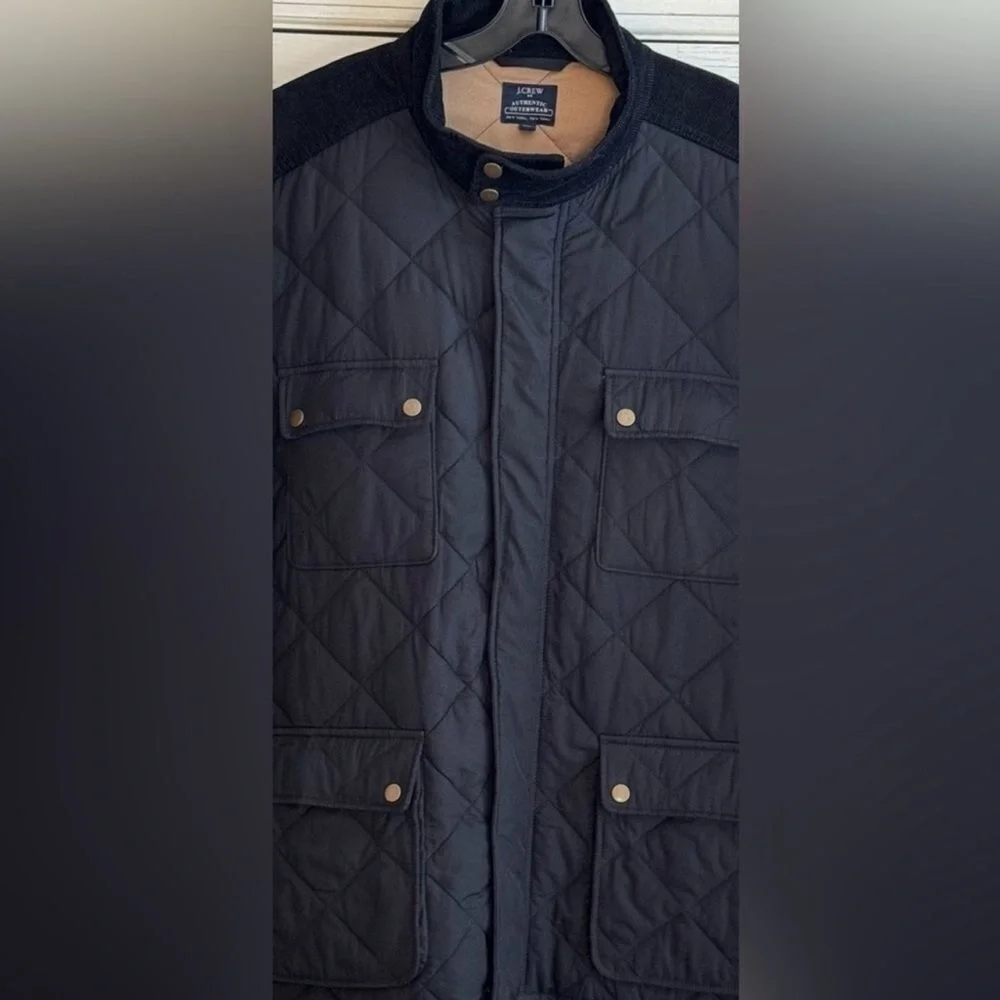 J CREW‎ Mens Greyson Quilted and Corduroy Barn Black Jacket, Size XXL